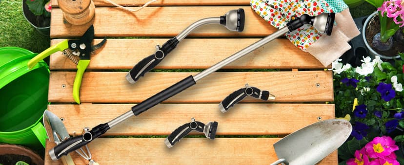 RESTMO 36” Long Watering Wand, Metal Garden Hose Wand with 180° Swivel Head and 10 Spray Patterns, 3ft Heavy Duty Hose Nozzle Sprayer with Thumb Flow Control, Ideal to Water Hanging Baskets, Shrubs