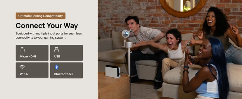 XGIMI MoGo 3 Pro NEW Outdoor Projector with PowerBase Stand, 2.5hrs Battery, Google TV with Licensed Netflix, Build-in Adjustable Stand, 450 ISO Lumens, ISA 2.0, 2 x 5W Harman Kardon