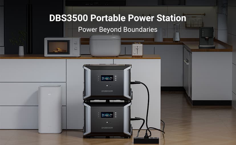 Dabbsson DBS3500 Portable Power Station with DBS5300B Extra Battery, Expand Capacity of Battery Generator from 3430Wh to 8750Wh, Solar Generator for Outdoor Camping, Home Backup, Emergency, RV
