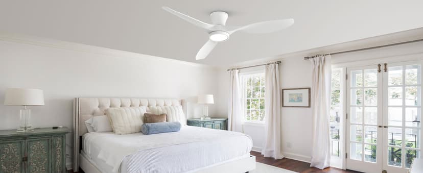 TALOYA 52 inch Ceiling Fans with Lights Remote Control, Modern Low Profile Ceiling Fan with Quiet Reversible DC Motor for Bedroom Living Room and Patio White