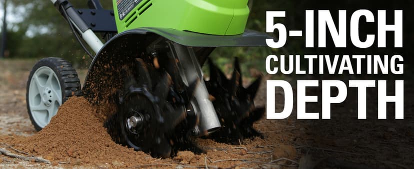 Greenworks 40V 10" Cordless Tiller / Cultivator, 4.0Ah Battery and Charger Included, Green