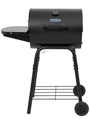 Char-Griller King-Griller Gambler Charcoal Grill and Smoker with Damper Smoke Control, Cast Iron Grates, and Side Shelf, 315 Cooking Square Inches in Black, Model E1416