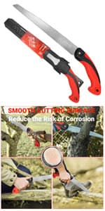 Pruning Saw with Scabbard Japanese Fixed Straight Hand Saw, Portable Tree Limb Cutter 11 Inch Blade Garden Pruner tool for Camping, Dry Wood and Fruit Trees