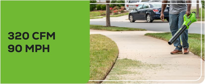 Greenworks 48V (2x24V) 17" Brushless Mower+12" String Trimmer +320CFM Blower,(2) 4.0Ah Batteries and 2A Dual Port Charger