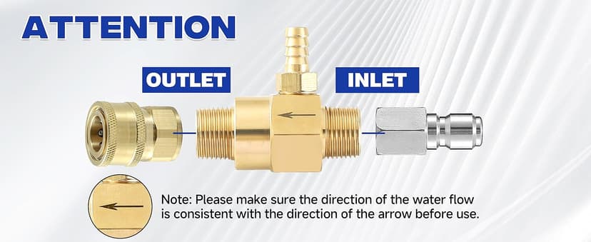 JOEJET Downstream Injector for Pressure Washer, Fixed Chemical Injector Kit with 3/8 Inch Quick Connect, 3-5 GPM