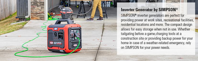 SIMPSON Cleaning SIG2218 Portable Gas Inverter Generator Power Station for Camping, RV, Home Use, Construction, and More, 2200 Starting Watts 1800 Running Watts
