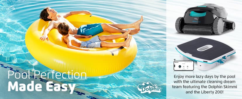 Dolphin Liberty 200 and Skimmi Cordless Robotic Pool Cleaning up to 33 FT - Wall Climbing Scrubber