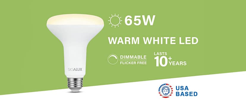 Sigalux Dimmable LED Flood Lights, BR30 Bulbs, 650LM 2700K Soft White, E26 Base, UL Listed, Pack of 6