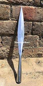 NauticalMart Hand-Forged Viking Saga Iron Spear Point Viking Accessories Medieval Steel Spearpoint Made From Carbon Steel Reenactment, Long Spear SCA LARP Knight (Silver)