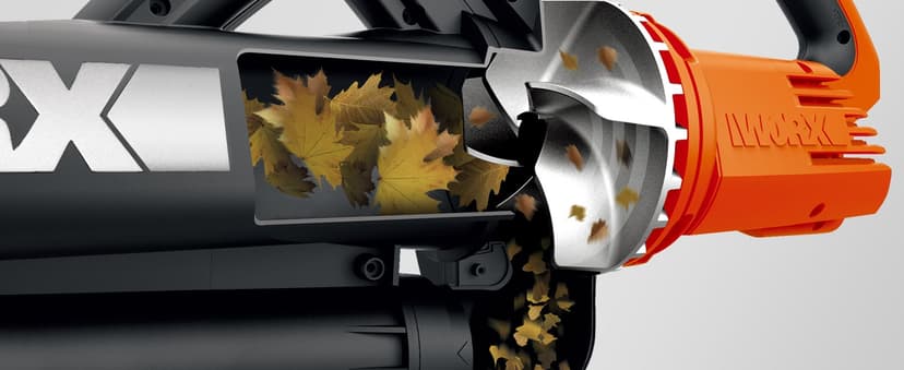 WORX 12 Amp Trivac 3-in-1 Electric Leaf Blower/Mulcher/Vacuum WG509 Metal Impeller for Fine Mulching