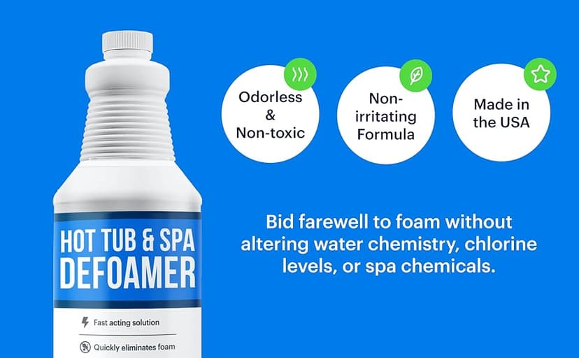 Essential Values Hot Tub, Pool & Spa Defoamer (32oz) – Quickly Removes Foam Without The Use of Harsh Hot Tub Chemicals, Eco-Friendly & Safe with Silicone Emulsion Formula. Get The Foam Down