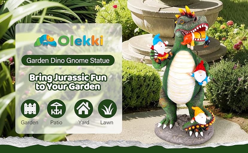 Dinosaur Eating Gnomes Garden Decor Statue - Funny Dinosaur Gnome Massacre Outdoor Decor for Yard, Patio, Lawn Ornaments - Garden Gifts for Mothers Day, Housewarming, Festival