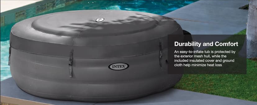 INTEX SimpleSpa Inflatable Hot Tub, 6 Person Bubble Massage Spa with Built-in Pump and Energy Efficient Cover