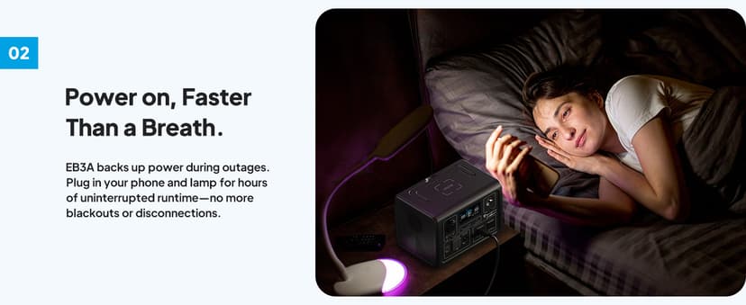 BLUETTI Solar Generator EB3A, 268Wh LiFePO4 Battery Backup w/ 2 600W (1,200W Surge) AC Outlets, Recharge from 0-80% in 30 Min., LFP Backup for Outdoor Camping, Trip, Power Outage