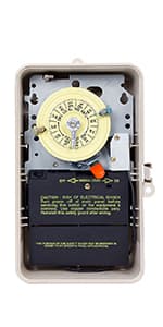 Intermatic T104P3 Mechanical Time Switch - Double Pole, Single Throw, NEMA 3R Enclosure - One-Hour Control, On/Off Trippers Included, High Motor Load Ratings