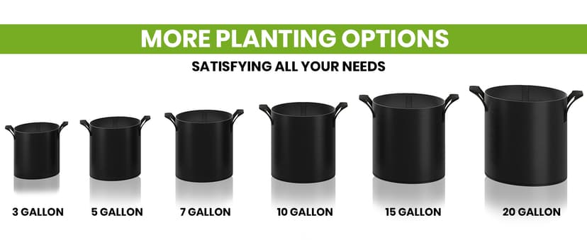 Utopia Home 5 Pack 5 Gallon Grow Bags, 300G Thickened Nonwoven Plant Fabric Pots for Outdoor, Grow Pots, Garden Plant Bags, Aeration Fabric Planter Bags for Fruits, Vegetables and Flowers