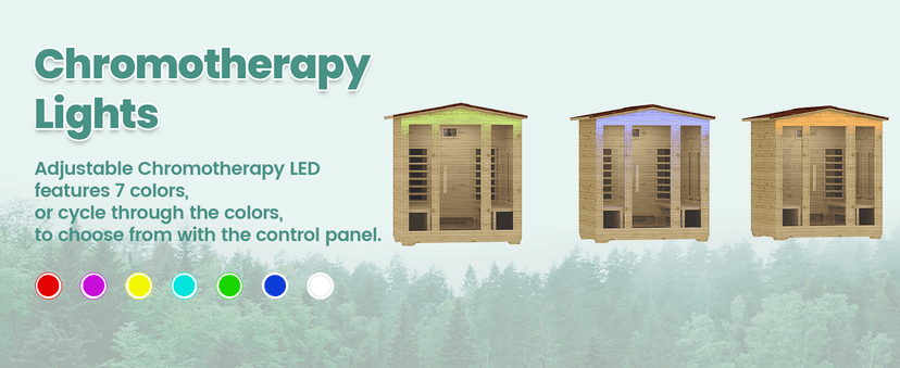 4 Person Outdoor Infrared Sauna - 3D Fast Heating Home Spa Sauna w/Chromotherapy Light, Wooden Sauna Room Kit w/Bluetooth Speaker (CE Certified,220V)