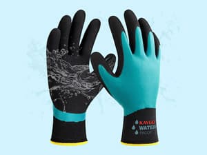 KAYGO Waterproof Work Gloves for Men and Women, Rubber Coated Non-slip Working Gloves for Garden, Outdoor Construction,KG150,Black,L