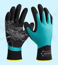 KAYGO Waterproof Work Gloves for Men and Women, Rubber Coated Non-slip Working Gloves for Garden, Outdoor Construction,KG150,Black,L