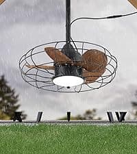 EKIZNSN 42'' Outdoor Waterproof Ceiling Fan with Light for Patios, 3 Blade Wet Rated Ceiling Fans, DC Motor w 6 Speeds, Walnut Wood