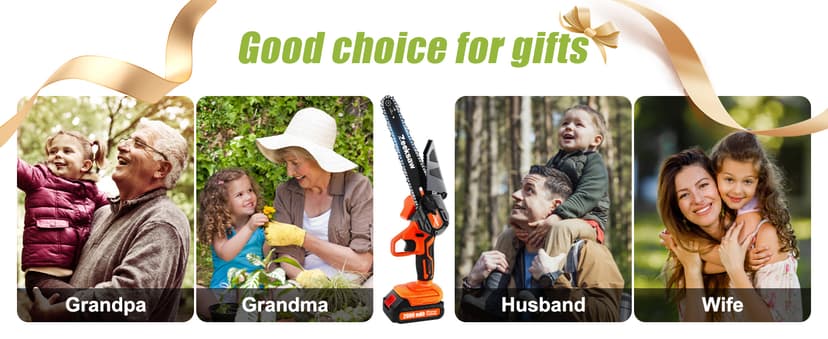 Mini Chainsaw 6 Inch Cordless, Super Handheld Chainsaw with 2x Big Batteries, Electric Mini Chain saw Battery Powered, Small Hand saws for Tree Wood - Garden Yard Time Saving Tool