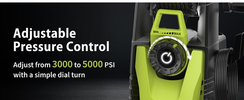 Pressure Washer, Adjustable 5000 Max PSI 2.5 Max GPM, Power Washer with 33 FT Hose Reel, Steel Wand, 500ml Foam Cannon, 4-Nozzle Set, Electric Pressure Washer for Cars, Fences, Patios