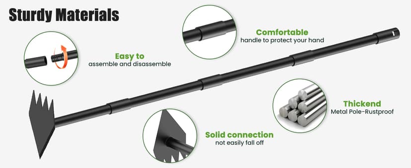 Luvenia Garden Hoe Triangle Sharp Hoes Garden Tool Manual Weeder Gardening Weeding Tool 60" Long Handle 2-in-1 Adjustable Stainless Steel Heavy Duty Hoes for Digging Soil Weeding Planting