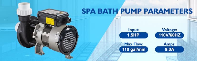 Hot Tub Bath Pump; LX Pump Motor, 110V, 9Amps, 1.5" Port, 116GPM Flow Rate (Model: WBC150)