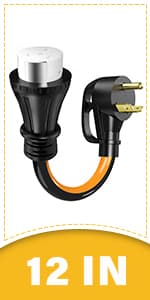 50 Amp 50 Foot RV Extension Cord, 14-50P to SS2-50R Heavy Duty STW Generator Extension Cord for RV Camper and Generator to House, with Locking Connector and Cord Organizer(50 Foot Black&Orange)