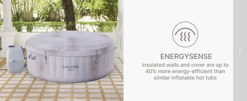 Bestway SaluSpa Cancun 71" x 26" Inflatable Hot Tub Round Portable Outdoor Spa with 120 AirJets and EnergySense Energy Saving Cover, Grey