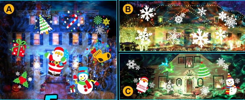 8-Pattern Christmas Projector Lights Outdoor, Anysun Brighter 160 HD Patterns Christmas Decorations, 2-in-1 Ocean Wave Snowflake Holiday Projector Waterproof with Timer for Garden Party Landscape Show