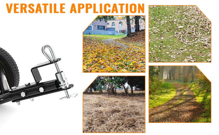 Tow Behind Lawn Sweeper, 44" Pull Behind Lawn Sweeper, Large Capacity Leaf & Grass Collector with Adjustable Sweeping Height and Dumping Rope Design for Picking Up Grass and Debris