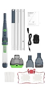 4 in 1 Rechargeable Spa Hot Tub Vacuum Cleaner for Hot Tub, Small Above Ground & Inground Pool - Magnetic Drive System, 90 Mins, Fine Mesh Filter Bags, Oil Absorbers, Pool Poles