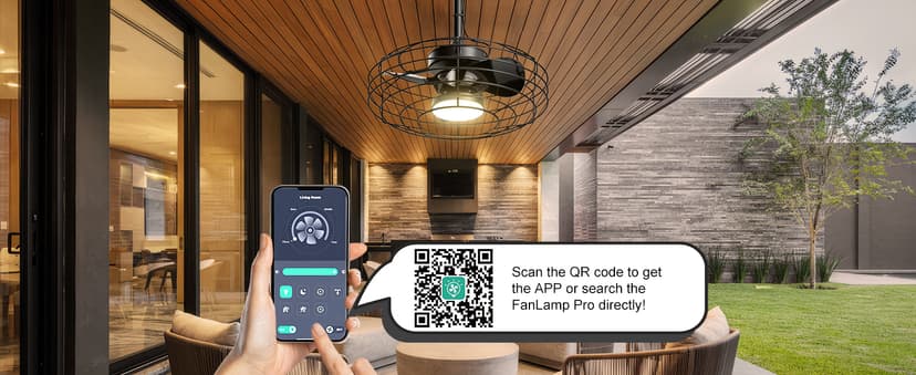 Outdoor Ceiling Fans with Light for Patios, 20'' Wet Rated Gazebo Fan Remote&APP Control, Dimmable Hanging Fan with Plug in Cord for Pergola, Black