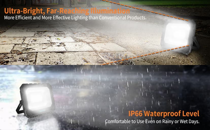 200W LED Solar Work Light Rechargeable, 16000LM Magnetic Worklight 3000K/4500K/6500K, 16000mAh Battery, IP66 Waterproof Portable Solar Outdoor Working Light for Emergency, Camping, 2 Pack