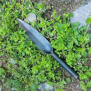 Willow Leaf-Shaped Garden Trowel Tool 12-inch Hand Shovel High-Carbon Steel Material One-Piece Forged Heavy Duty Manual Tool Potting Digging Transplanting Planting Weeding (Grey)
