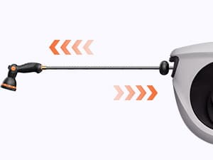 SUNPOW Retractable Garden Hose Reel 1/2 Inch x 33ft - Wall Mounted Hose Reel with 3/4 Inch Brass Fittings & 10-Pattern Nozzle - Auto Rewind System, Any Length Lock, 180° Swivel Bracket