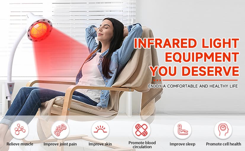 Infrared Light,White 275W Near Red Infrared Heat Lamp for Relieve Joinpt Pain and Muscle Aches