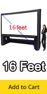 16ft Inflatable Movie Screen Outdoor Projector Screen with Air Blower Storage Bag - Front/Rear Projection, Easy Set Up Blow Up Screen for Backyard Movie Night, Theme Parties, Celebrations