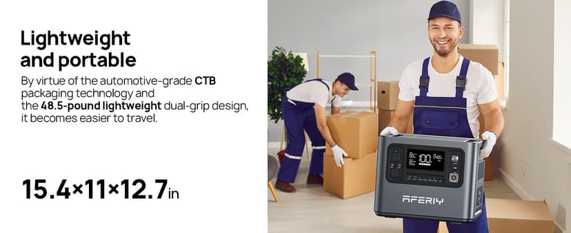 AFERIY P210 Portable Power Station 2400W (4800W Peak),2048Wh LiFePO4 Battery Generator with 1100W AC Charging & 500W Solar Charging,for Home Backup,Power Outages, Camping (Solar Panel Optional)