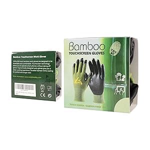 COOLJOB 2 Pairs Gardening Gloves for Women and Men, Bamboo Working Gloves Touchscreen, Grippy Nitrile Rubber Coated Work Gloves, Green/Black, X-Large Size (2 Pairs XL)