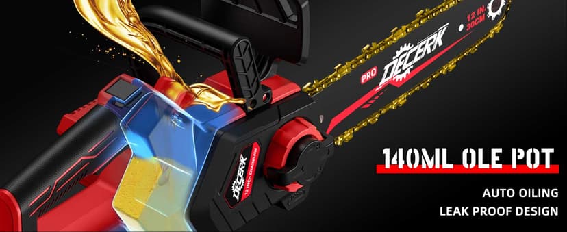 Chainsaw Cordless, 12 Inch Electric Chain Saw with 21V Battery Powered, Handheld Brushless Chainsaws with Tool-free Chain Tension & Auto Lubrication for Tree, Wood Cutting, Courtyard, Household