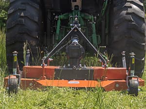 Titan Attachments 3 Point PTO Finish Mower, 60" Cutting Width, Category 1 Hitch, Rear Discharge, Requires 25-40 HP Tractor, Low-Noise Cast Iron Gearbox, Orange Finish