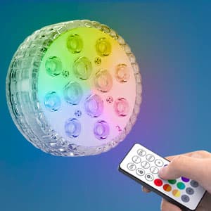 Submersible Pool LED Light, Underwater Light, 16 RGB Color Changing, RF Remote,Magnetic/Suction Cup/Battery, IP68 Waterproof Pool Lights for Pond/Bathtub/Shower/Hot Tub/Spa