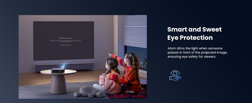 Dangbei Atom Portable Laser Projector, 1200 ISO Lumens, 3D Ready, Official Netflix, 1080p HD with 4K HDR Input, 180" Display, HDR10, 2x5W Dolby Audio, Home Theater Projector with WiFi and Bluetooth