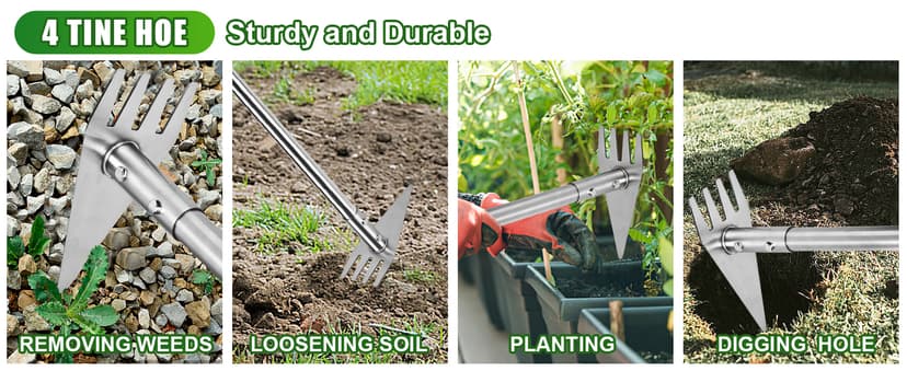 Dual Headed Hoe Garden Tool, 29.5"-57.7" Adjustable Long Handle Hoe Garden Tool, Stainless Steel Hoe Cultivator Gardening Tool, for Gardening Planting, Weeding, Digging, Loosening Soil