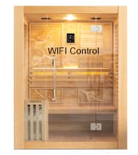Smartmak Wood Home Steam Sauna, 3 Person Canadian Hemlock Traditional Luxurious Wooden Indoor Spa Room, with 3.5 kw Heater, Bluetooth Speaker, Rocks, Water Bucket, Spoon, Hygrothermograph, Lights