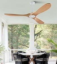 42'' Wood Ceiling Fan without Light, Modern 3 Blades Fans with Remote, Quiet Reversible DC Motor, Indoor Outdoor Energy Saving Ceiling Fan for Bedroom Living Room Patios