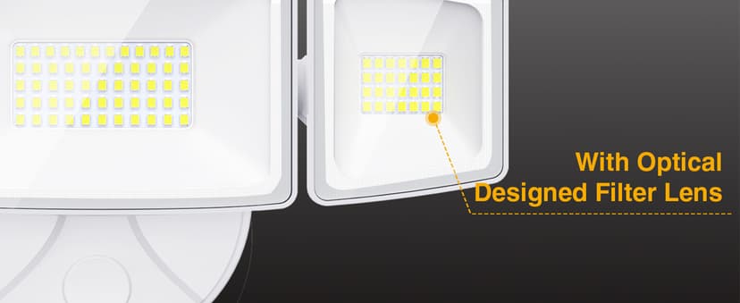 Onforu 60W Flood Lights Outdoor, 6000LM Brightness Security Lights Switch Controlled, 3 Adjustable Heads, IP65 Waterproof, 6500K Wall Mount Exterior LED Flood Light