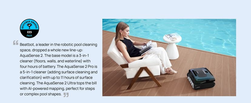 Beatbot AquaSense 2 Pro Cordless Robotic Pool Cleaner, Unmatched 5-in-1 Cleaning, Surface Parking, Pool Skimmer with APP Control, Water Clarification, for Pools up to 3,875 Sq.ft– Obsidian